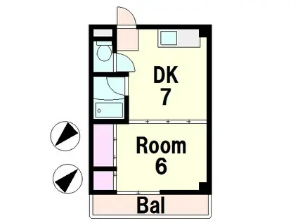 バンジャール西大路(1DK/5階)の間取り写真