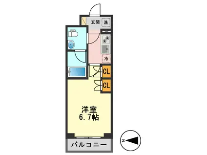LA DOUCEUR高砂(1K/2階)の間取り写真