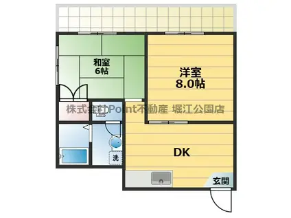 ヴィアーレ宿院(2DK/4階)の間取り写真