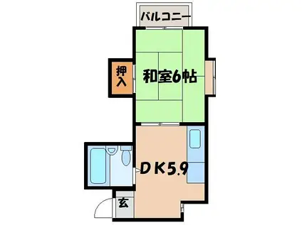 ツーエムビル勝山(1K/3階)の間取り写真