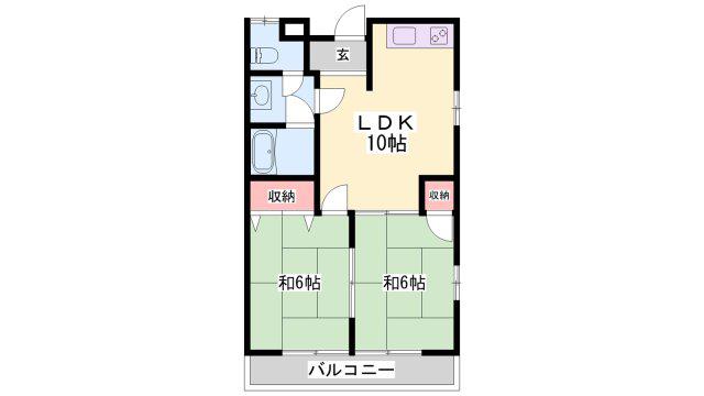ハイツ庄能(2LDK/1階)の間取り写真