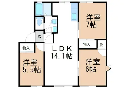 アメニティ住吉E(3LDK/1階)の間取り写真