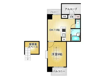 置地マンション(1DK/5階)の間取り写真