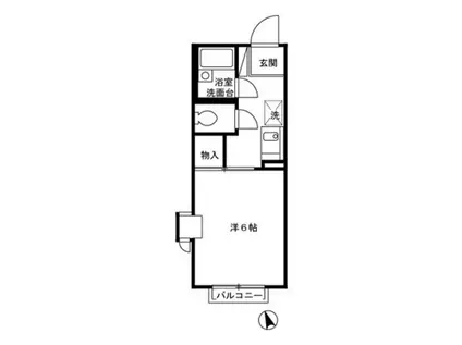 エール上新(1K/1階)の間取り写真