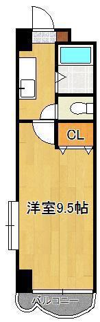 ロイヤルトレンディ(1K/9階)の間取り写真