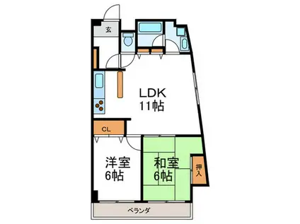 ランブラス嵯峨(2LDK/5階)の間取り写真