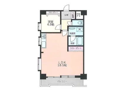 エスペランサ第3青葉台(1LDK/4階)の間取り写真