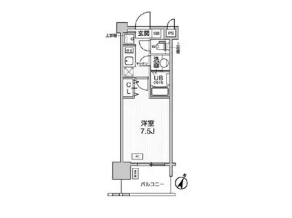 アプリーレ神戸元町(1K/2階)の間取り写真