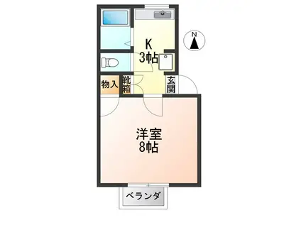 セジュールまえた(1K/1階)の間取り写真