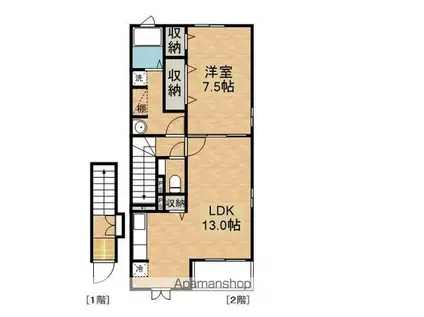 クレメント・FII(1LDK/2階)の間取り写真