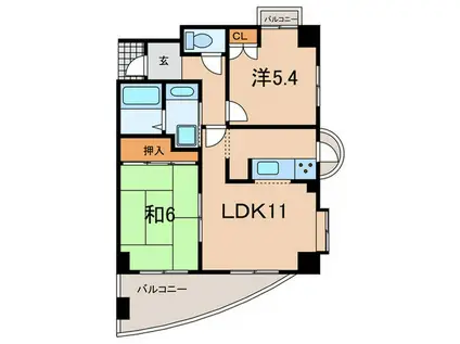 オーズコート(2LDK/6階)の間取り写真