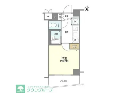 メインステージ南麻布II(1K/2階)の間取り写真