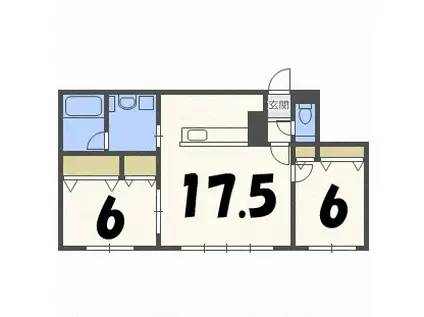 フェリース豊平(2LDK/1階)の間取り写真