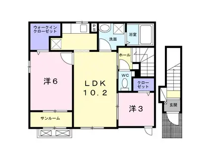 ステラ東出雲 II(2LDK/2階)の間取り写真