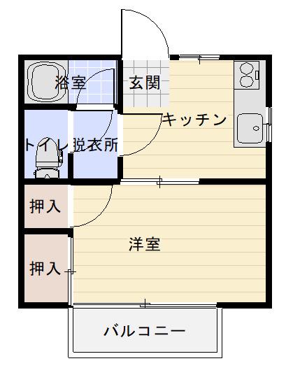 フォーレスト浅香 B棟(1DK/1階)の間取り写真