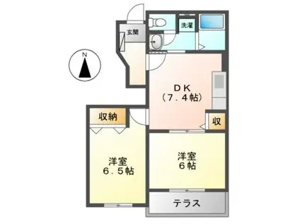 メゾン アンジュ A・B・C棟(2DK/1階)の間取り写真