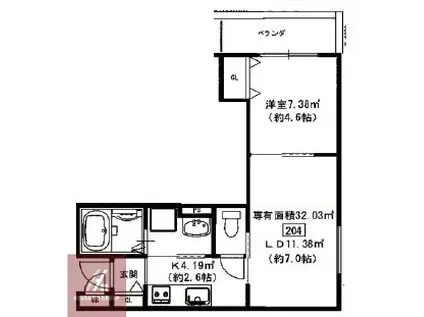 ブリーゼ城東(1LDK/2階)の間取り写真