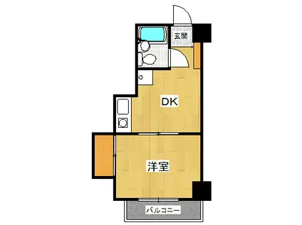 ウインドフォー南本町(1DK/4階)の間取り写真