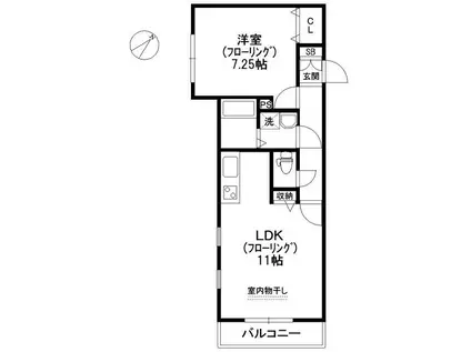 ドエルコート(1LDK/1階)の間取り写真