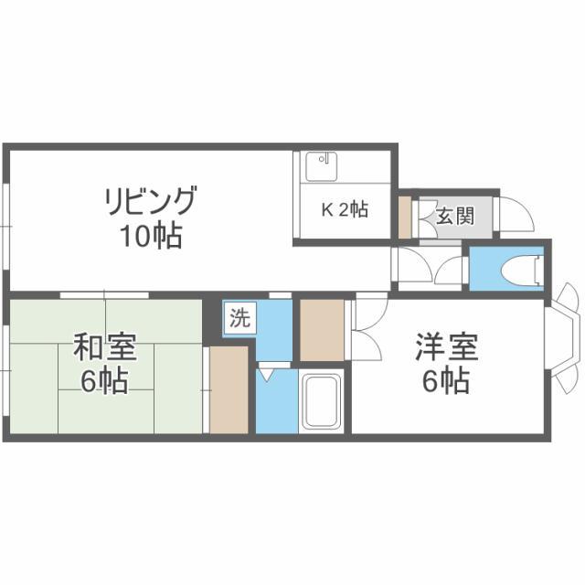 ルミエール山鼻(2LDK/2階)の間取り写真