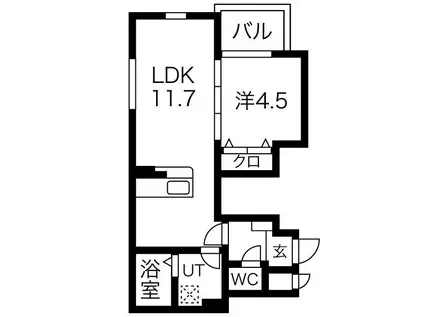 FLANNEL(1LDK/1階)の間取り写真