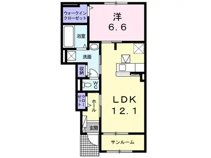 クレメント III(1LDK/1階)の間取り写真