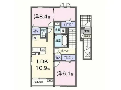 グランビスタ初月(2LDK/2階)の間取り写真