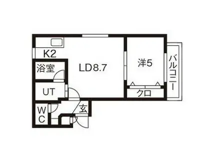 S-COURT麻生(1LDK/4階)の間取り写真