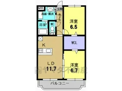 フロールアイ(2LDK/2階)の間取り写真
