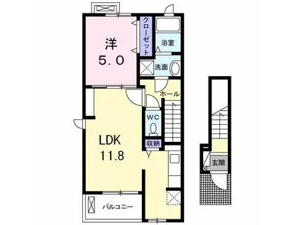 バロンドール(1LDK/2階)の間取り写真