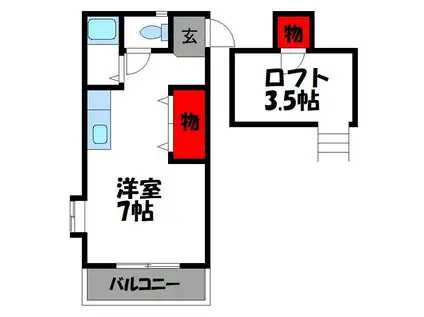 エクセル新宮駅前(ワンルーム/2階)の間取り写真