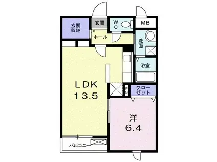 グランド ヒル弐番館(1LDK/1階)の間取り写真