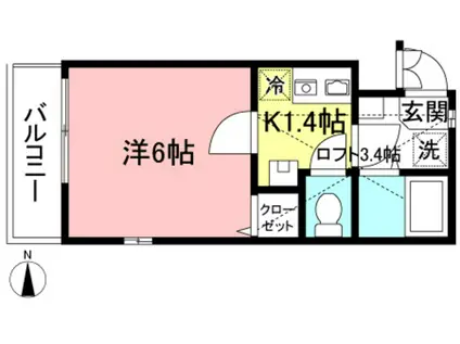 ヴィラージュ西生田(1K/2階)の間取り写真