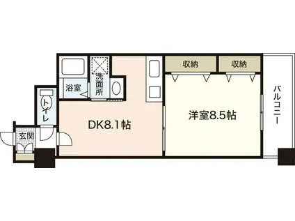 並木ウィング(1DK/6階)の間取り写真