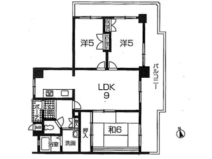 ロワイヤル亀山 401(3LDK/4階)の間取り写真