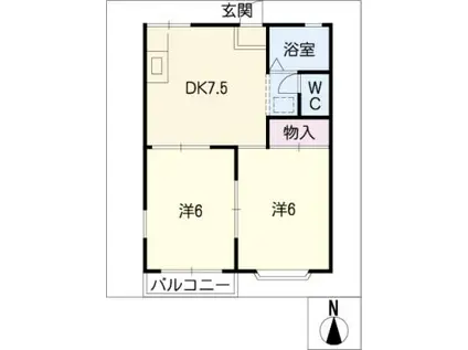 ガーデン サハシA棟(2DK/2階)の間取り写真