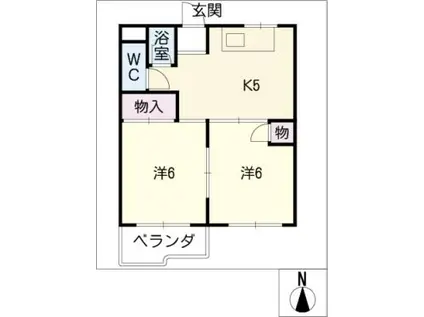 シェイーネマツノ南棟(2K/1階)の間取り写真