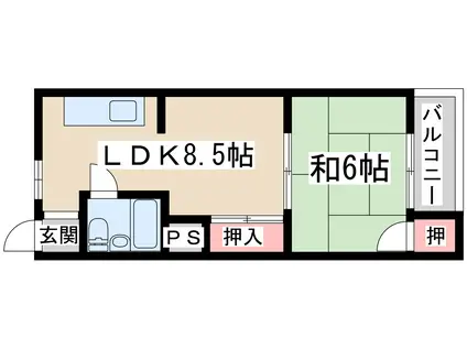 サンマンション(1LDK/6階)の間取り写真