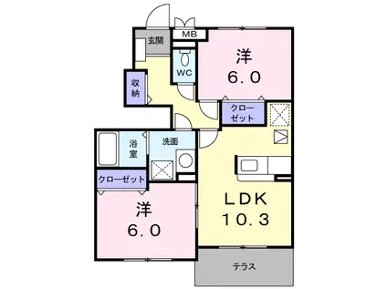 アグレアーブルIII(2LDK/1階)の間取り写真