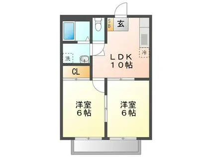 コーポ辻(2LDK/1階)の間取り写真