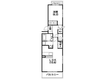コンコード(1LDK/3階)の間取り写真