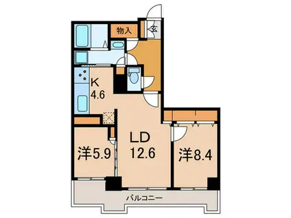 トルナーレ日本橋浜町(2LDK/42階)の間取り写真