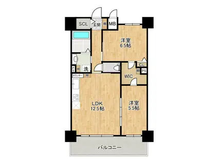 ふぁみーゆ平野(2LDK/3階)の間取り写真