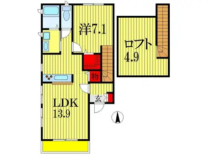 ローズドール(1LDK/2階)の間取り写真