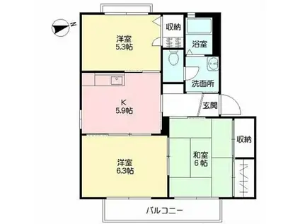 バリュージュ(3DK/2階)の間取り写真