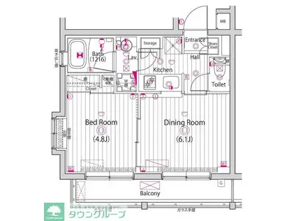 ガーラ・ヒルズ氷川台(1DK/2階)の間取り写真