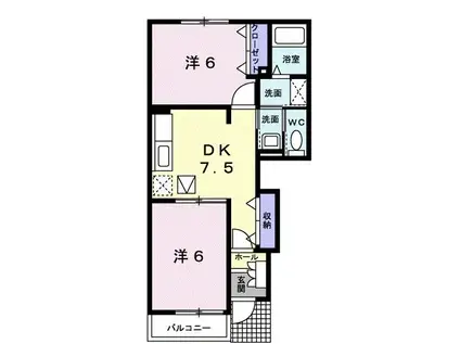 ポポラーレ(2DK/1階)の間取り写真