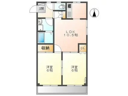 ヤマヒョウD館(2LDK/4階)の間取り写真