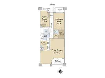恵比寿シティハウス(1SLDK/8階)の間取り写真