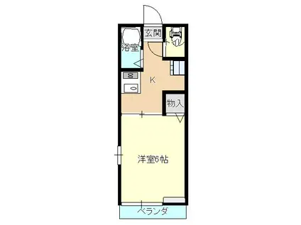 リューデスハイム(1K/2階)の間取り写真